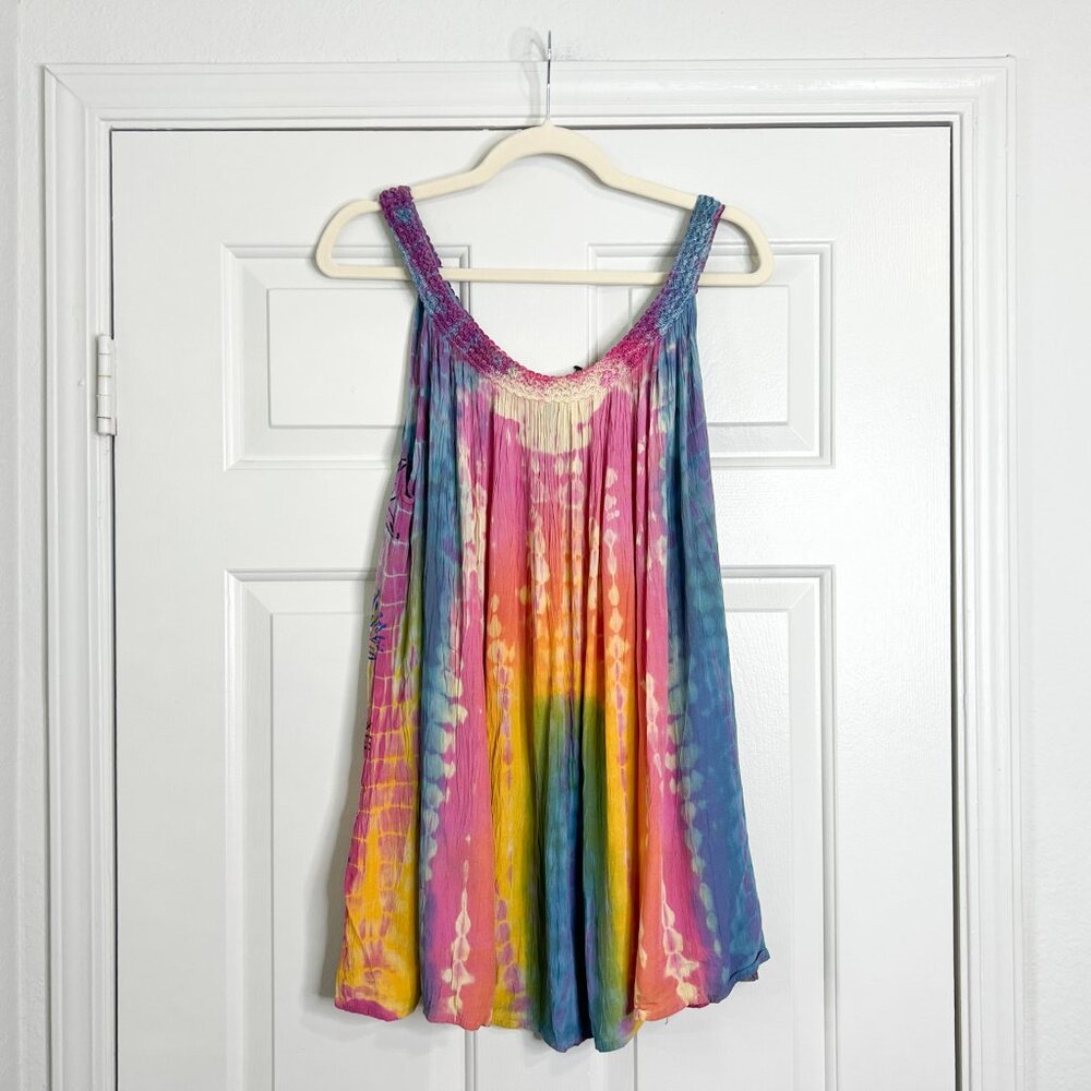 Sakkas Amalia Picot Trim Scoop Neck Tank with Sequins and Embroidery - Fuchsia - Picture 8 of 8